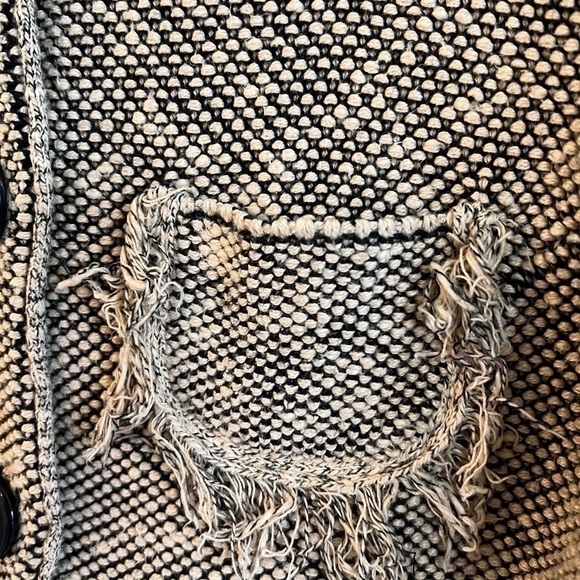 Vintage Willow Black/Cream Button Front Frayed Jacket with Pockets Large - Picture 8 of 9